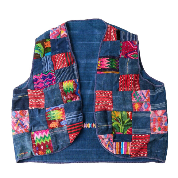 Unbranded Jackets & Blazers - Vtg 80s 90s Patchwork Boho Vest L/XL Embroidered Hippie Festival Handmade Hippie